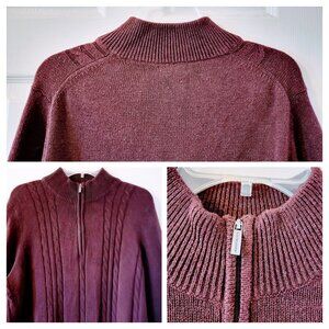 GUC Van Huesen Collar Zip Burgundy/Black Men's Sweater Sz Med